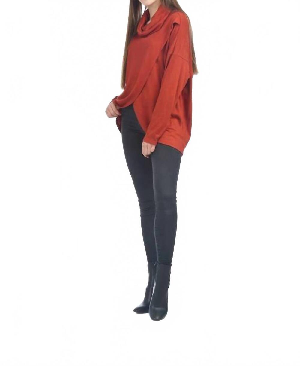 NEW PAPILLON cowl neck crossover top in rust